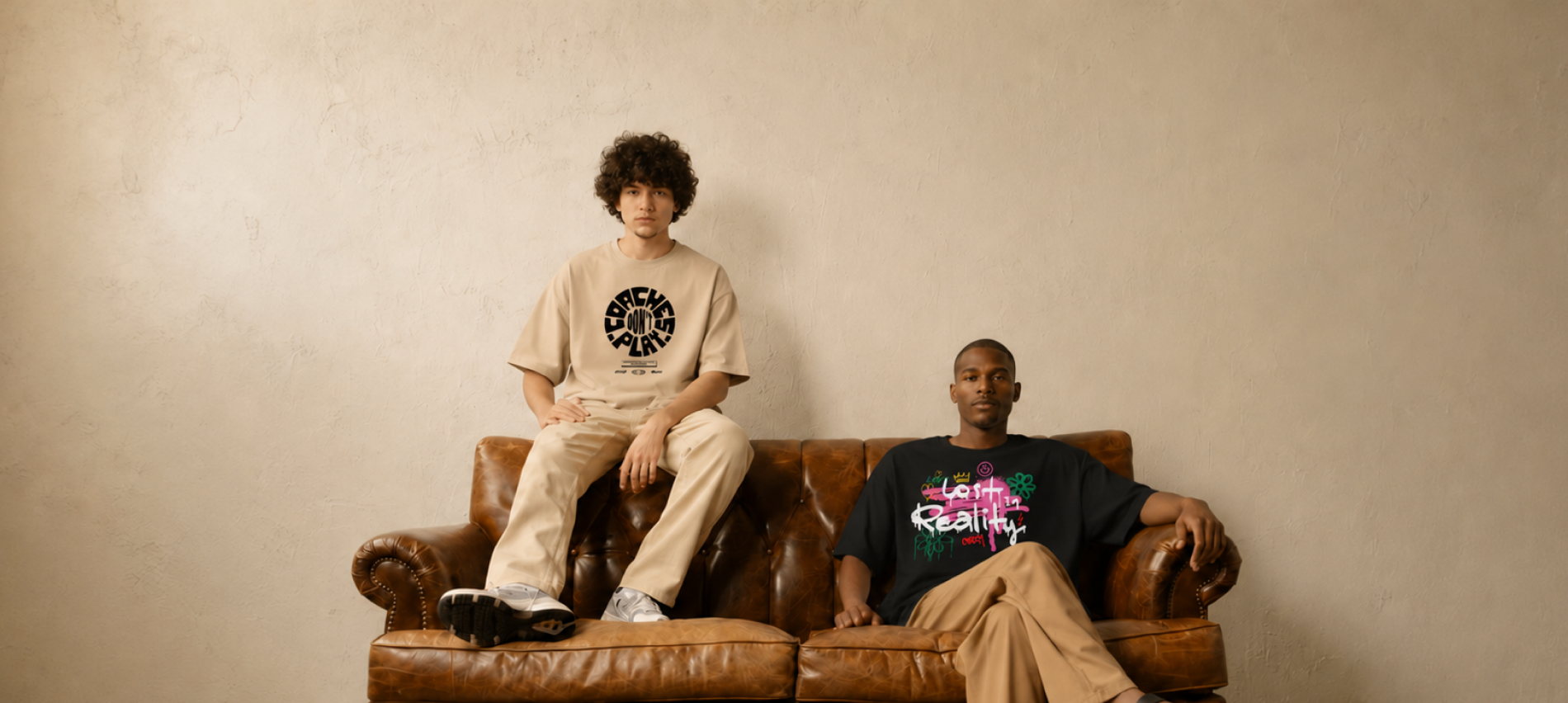 Two models wearing Oopsies tees